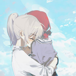 This is a pixiv picture whose title is hug (84/100).