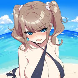 This is a pixiv picture whose title is エッチな水着を水着を着させられるツインテちゃん.