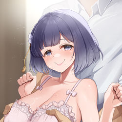This is a pixiv picture whose title is 【416+】　「絶対もっとサイズありますよね？」.