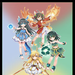This is a pixiv picture whose title is 四圣兽？.