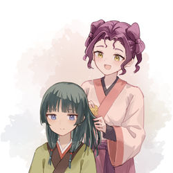 This is a pixiv picture whose title is 💚💜.