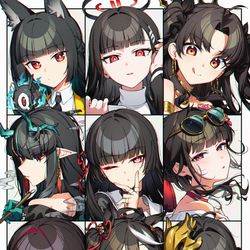 This is a pixiv picture whose title is 黒髪赤眼 まとめ.