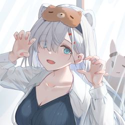 This is a pixiv picture whose title is オーロラ　がおー🐻‍❄️💤.