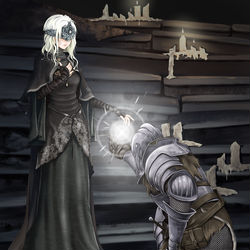 This is a pixiv picture whose title is Fire Keeper & Ashen One.