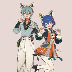 This is a pixiv picture whose title is リンとアキラで猫ポーズ.