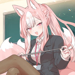 This is a pixiv picture whose title is おきつねさまと個人授業🦊.