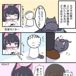 This is a pixiv picture whose title is カズサと黒猫.