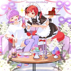 This is a pixiv picture whose title is Happy Birthday💜💖.