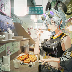 This is a pixiv picture whose title is After work, in Gwangjang Market.