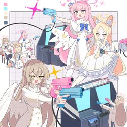This is a pixiv picture whose title is ゲームセンターで全力で遊ぶティーパーティー.