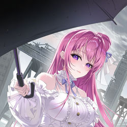 This is a pixiv picture whose title is 下雨了，doro说要帮你撑伞~.