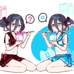 This is a pixiv picture whose title is お団子水着なアリスちゃんとケイちゃん✨🍧🍧✨.