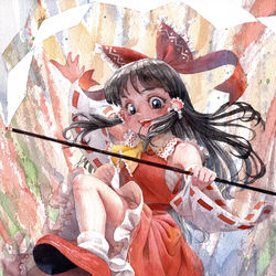 This is a pixiv picture whose title is 博麗キーック.