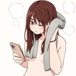 This is a pixiv picture whose title is お風呂上りパンイチ紗希ちゃん.