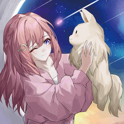 This is a pixiv picture whose title is 富婆与狗.