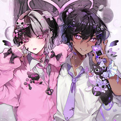 This is a pixiv picture whose title is 地雷♂×ギャル♂.