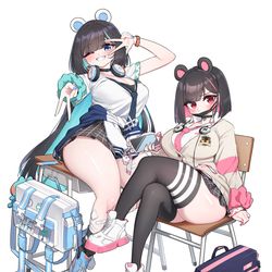 This is a pixiv picture whose title is 교복 데비&마를렌.