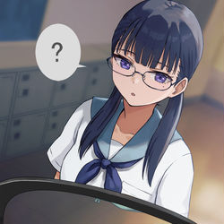 This is a pixiv picture whose title is 下着だけ見えるメガネ.