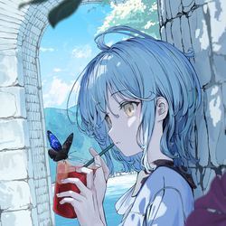This is a pixiv picture whose title is 蝶々と一緒に.
