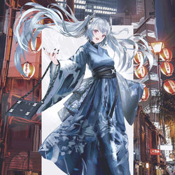 This is a pixiv picture whose title is 【 Chrome lily 】YUKATA one-piece.