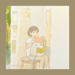This is a pixiv picture whose title is いっしょに読書.