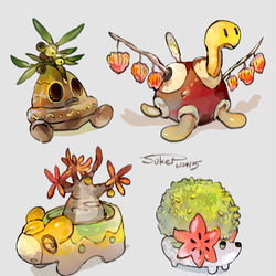 This is a pixiv picture whose title is ポケモンモチーフの植木鉢.