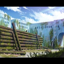 This is a pixiv picture whose title is 青い街の大冒険.