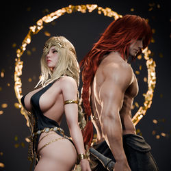This is a pixiv picture whose title is Queen Marika & Radagon.