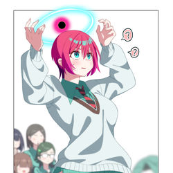 This is a pixiv picture whose title is 頭の上に何かが出現したマチュ.