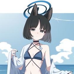 This is a pixiv picture whose title is 桐生キキョウ(水着).