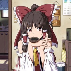 This is a pixiv picture whose title is 話を聞いてくれる素敵な巫女.
