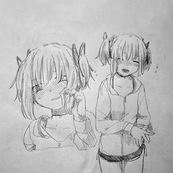 This is a pixiv picture whose title is まどかほむら落書き.