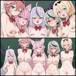 This is a pixiv picture whose title is 秘密結社holoX：全裸学園.