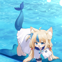 This is a pixiv picture whose title is 🐱🐟.