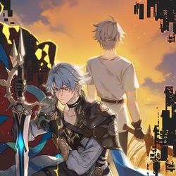This is a pixiv picture whose title is 「孤寂的救世主」.