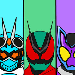 This is a pixiv picture whose title is カラフルになっていく令和ライダー.