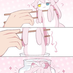 This is a pixiv picture whose title is ぴったり入る！！かわいい~ 🩷ホシノイタチ !!.