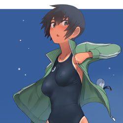 This is a pixiv picture whose title is 青春は青色.