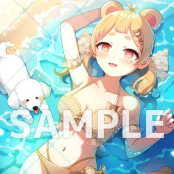 This is a pixiv picture whose title is にこ様 水着1枚絵.