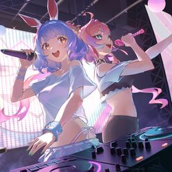 This is a pixiv picture whose title is 兎田ぺこら×綺々羅々ヴィヴィ.