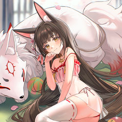 This is a pixiv picture whose title is 🦊 Great Fox's Respite🌸.