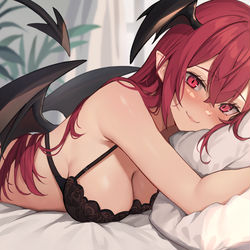 This is a pixiv picture whose title is 朝起きると小悪魔さんがいる生活.