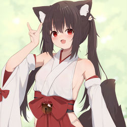 This is a pixiv picture whose title is 巫女きつねちゃん.
