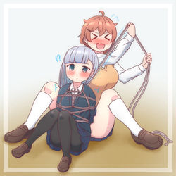 This is a pixiv picture whose title is 阿波連さんを縛っちゃう大城さん.
