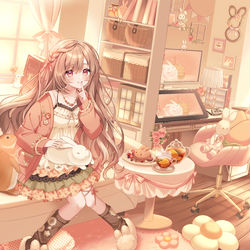 This is a pixiv picture whose title is うさぎと一緒🐇.