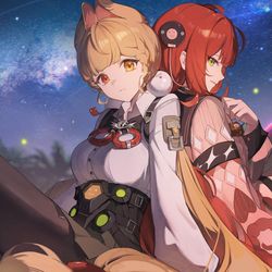 This is a pixiv picture whose title is 画了2个小可爱.