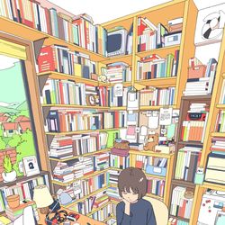 This is a pixiv picture whose title is 書斎.