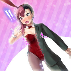 This is a pixiv picture whose title is サラリーマンは光とともにバニーガールに変えられる.