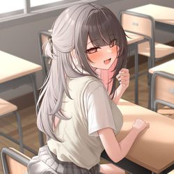 This is a pixiv picture whose title is 私のことそんなに見つめて…かわいい後輩に見とれちゃいましたか？.
