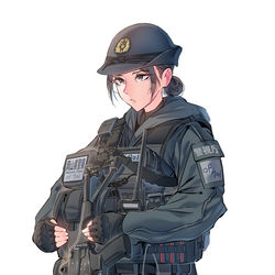 This is a pixiv picture whose title is 岡山県警察.